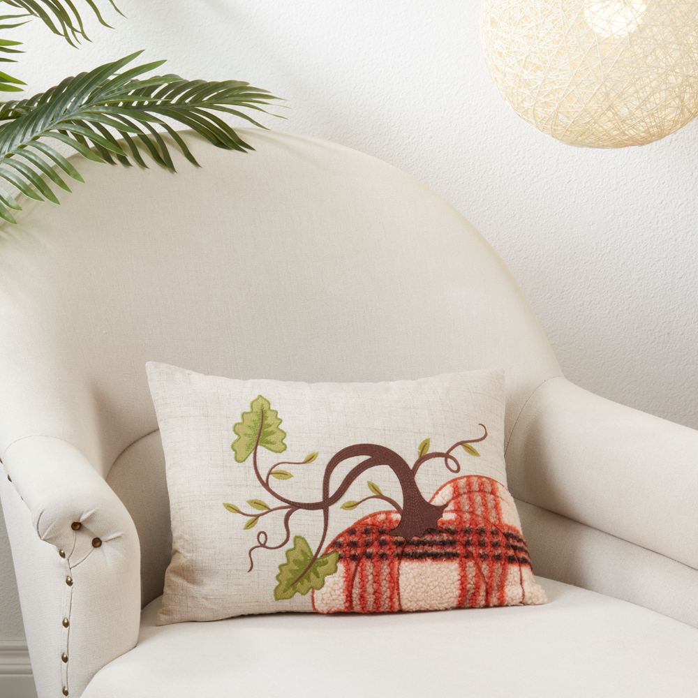 Plaid Oblong Pumpkin Pillow