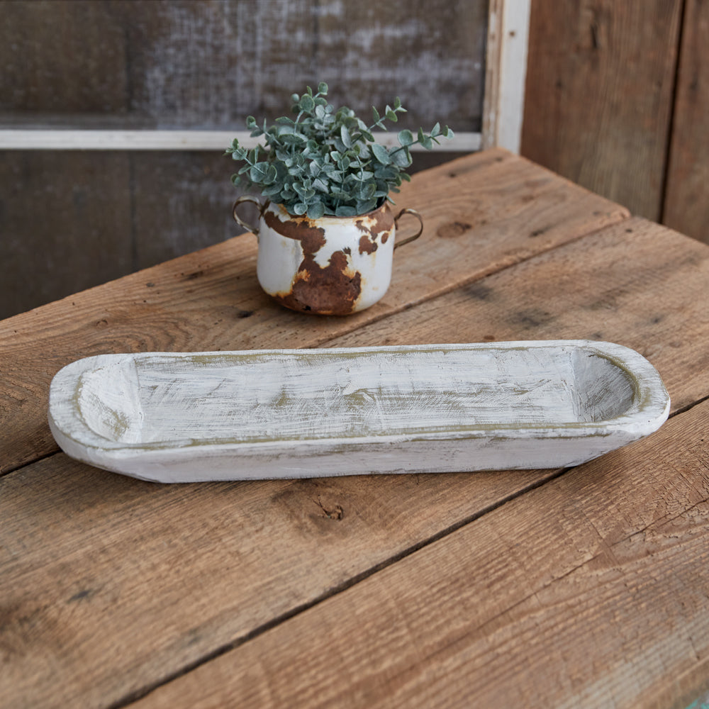 Wood Whitewash Baguette Bowl