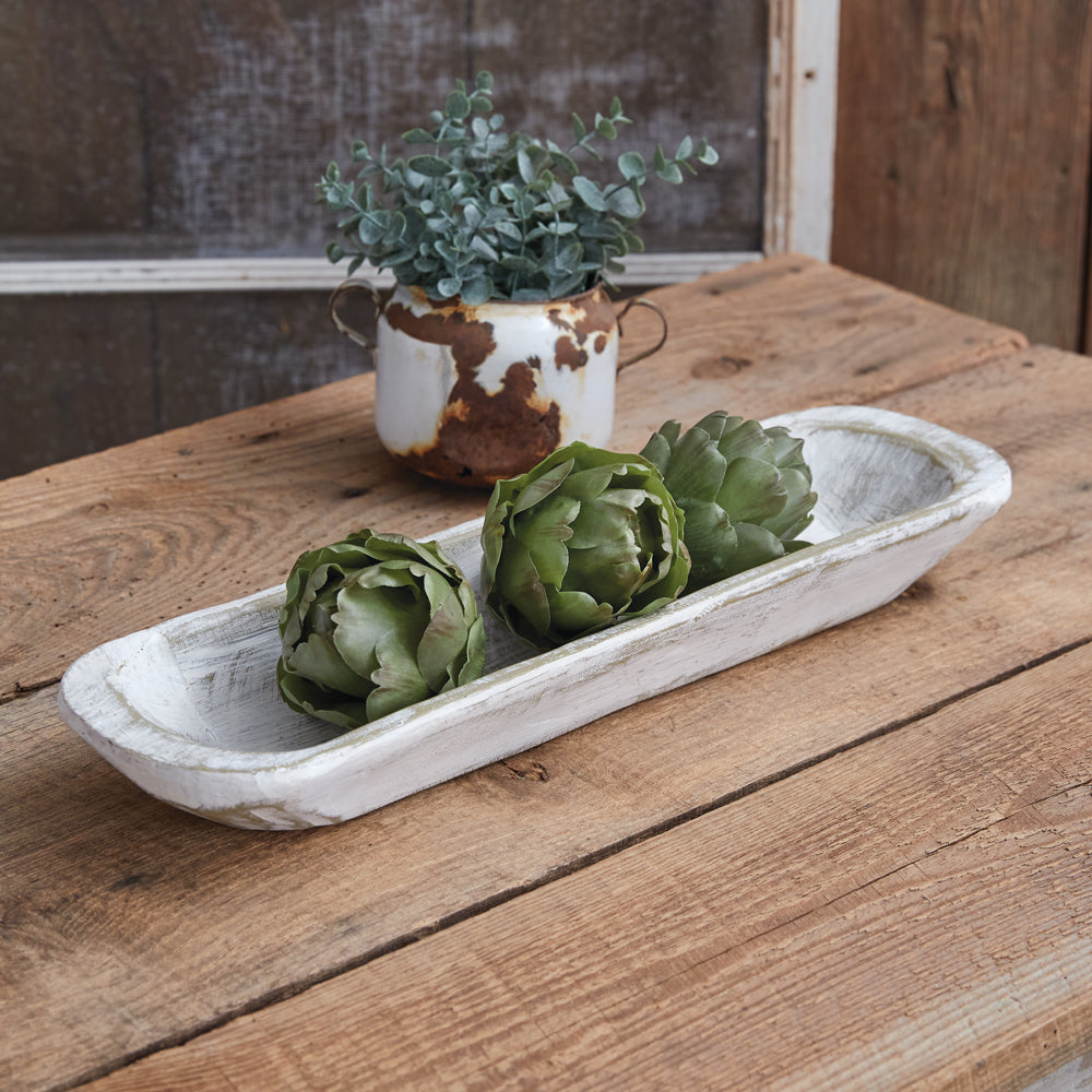 Wood Whitewash Baguette Bowl