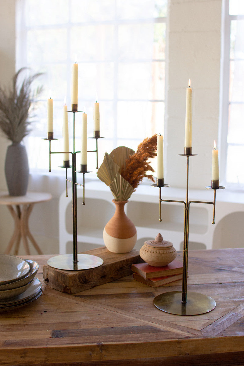Five Arm Antique Brass Tabletop Candelabra