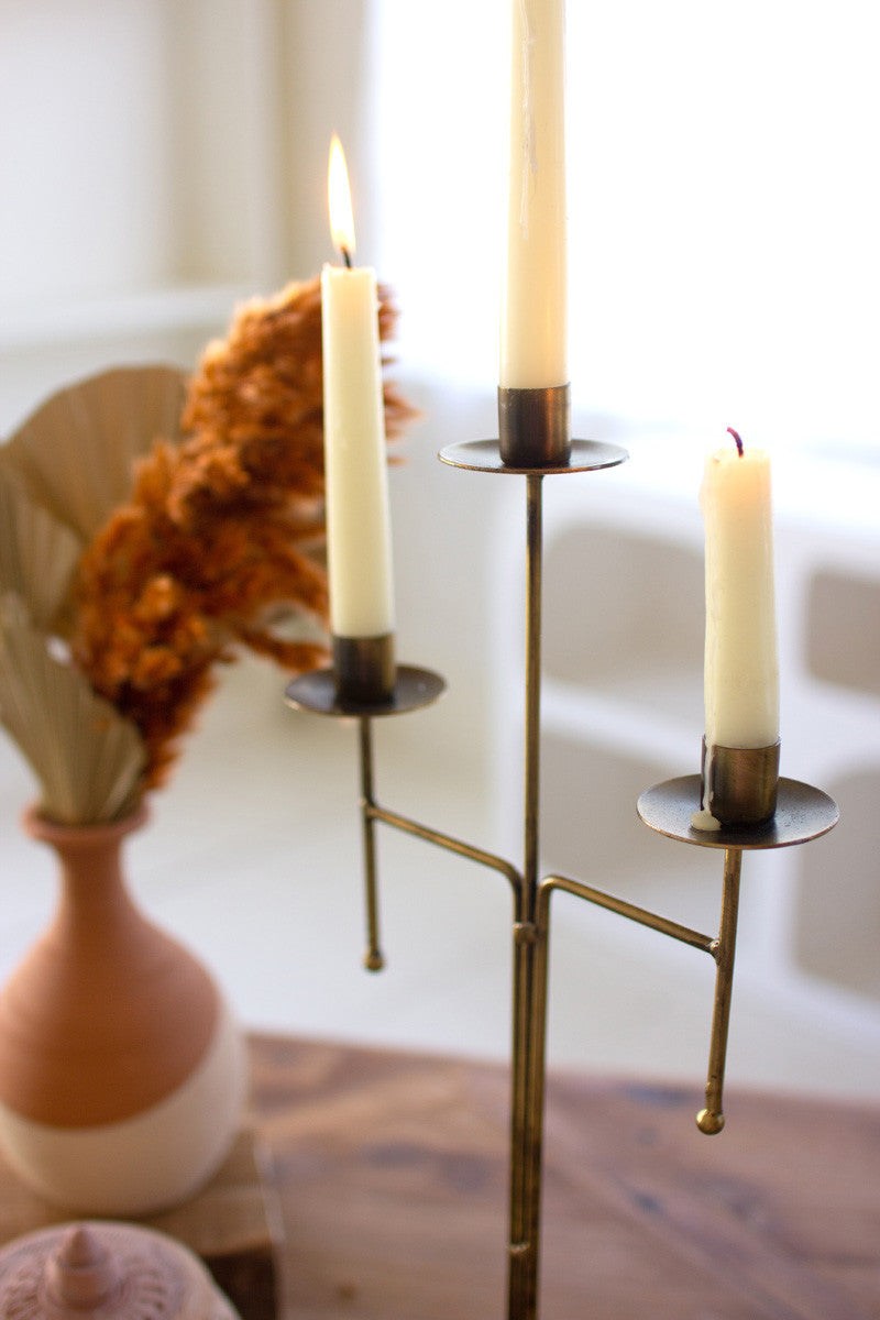 Antique Brass Tabletop Candelabra