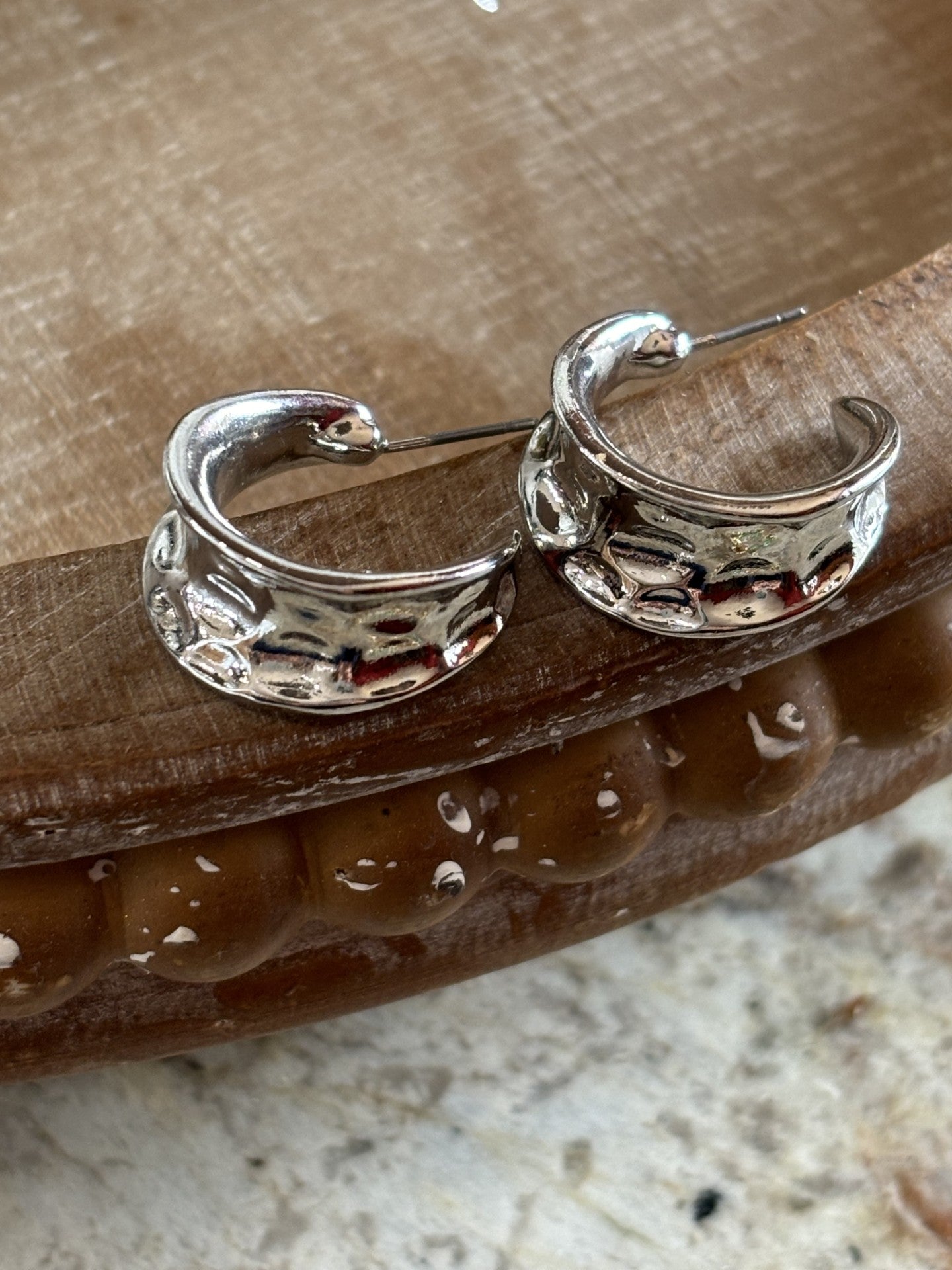 Hammered Alloy Hoop Earrings