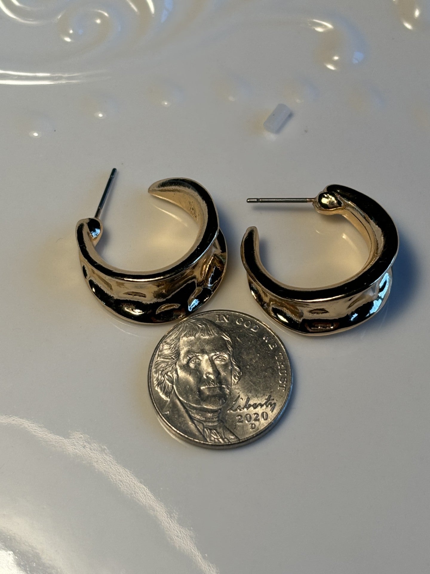 Hammered Alloy Hoop Earrings