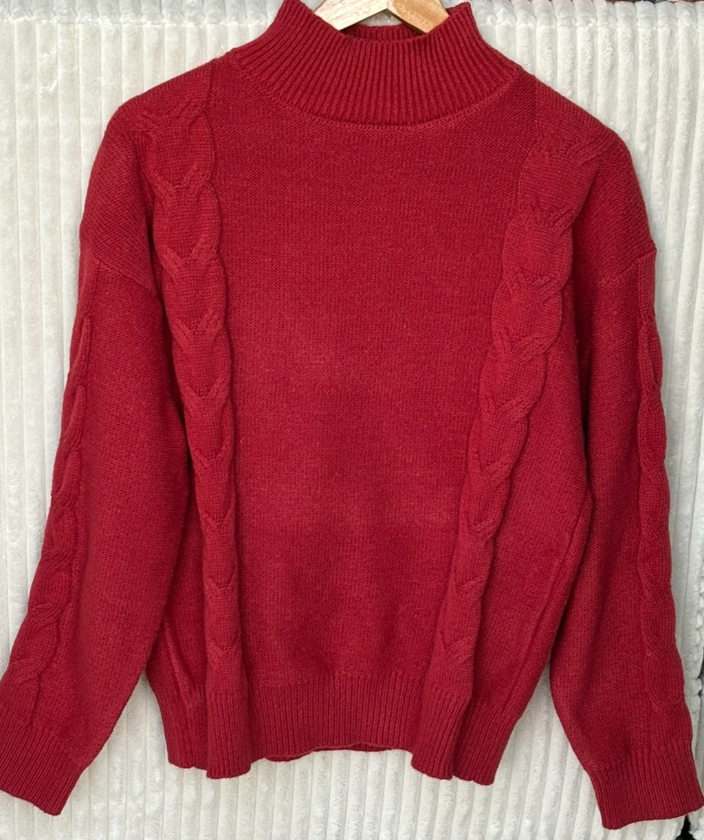 Sweater With Cable Knit Accents