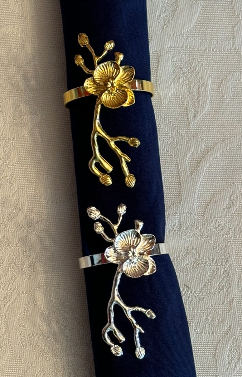 Magnolia Flower Napkin Rings Set of 4