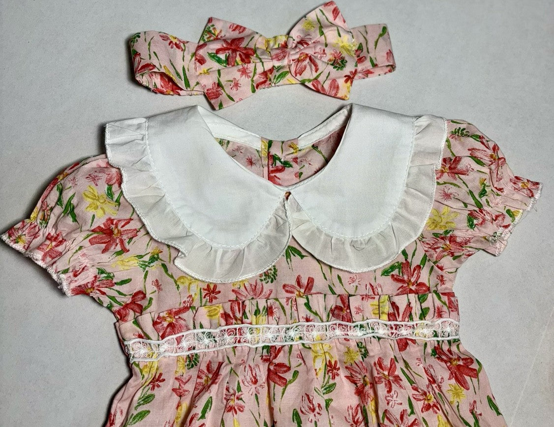 Floral Baby Romper With Matching Headband
