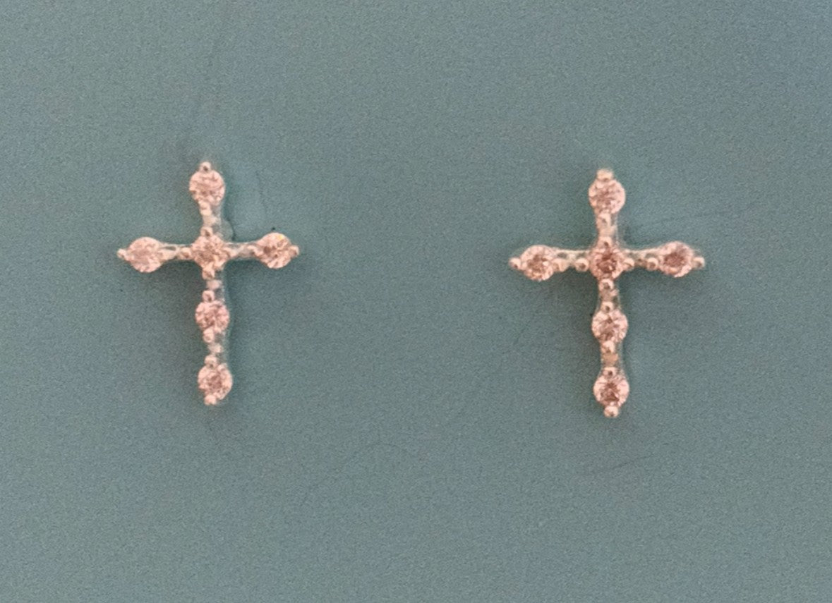 Sterling Silver Zirconia Cross Earrings