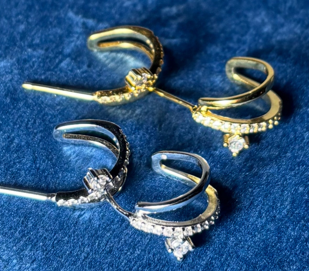 Sterling Double Hoop Zirconia Earrings