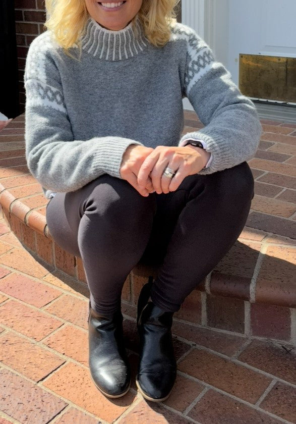 Gray Sweater With Cream Accents