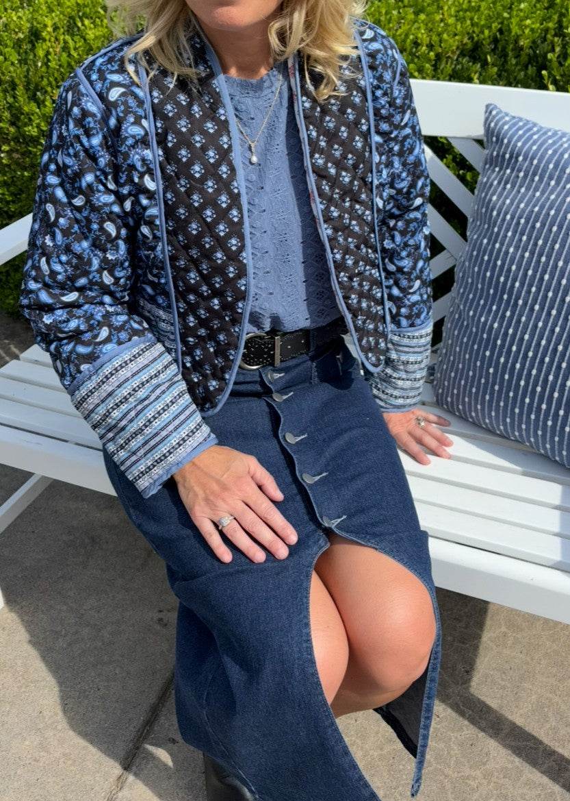 Button Front Jean Skirt