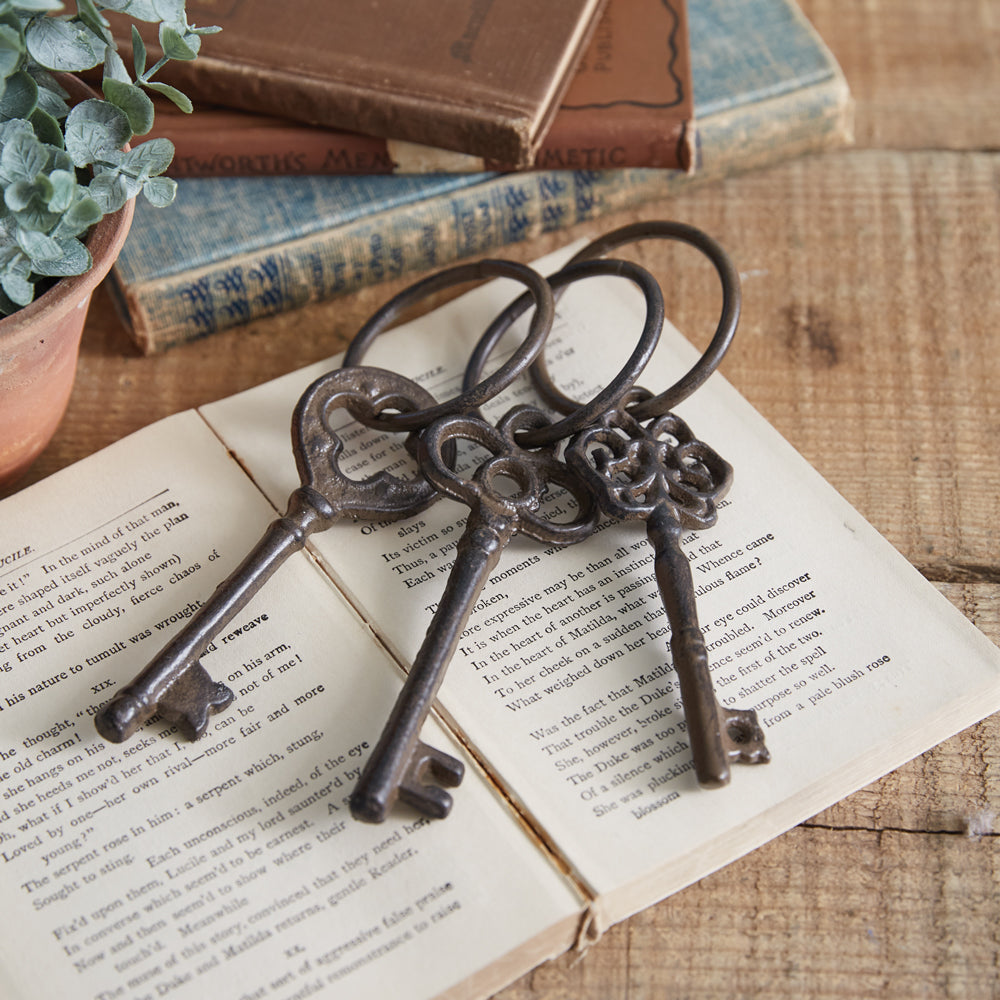 Set of Three Cast Iron Skelton Keys