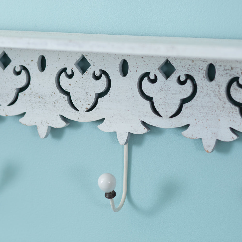 Maribelle Wood Shelf With Hooks