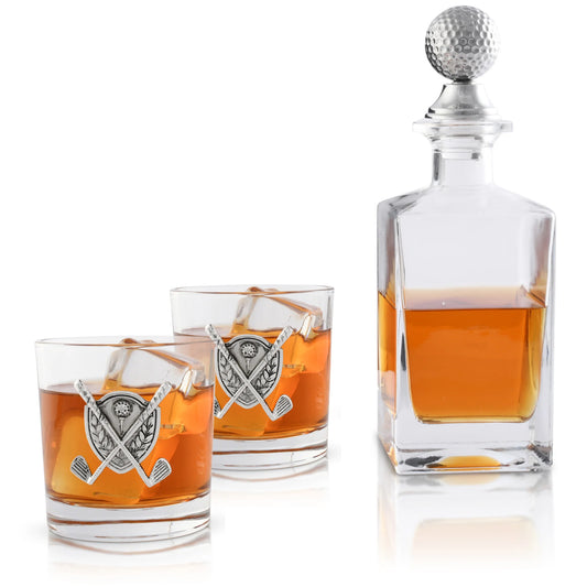 Golf Decanter Set With Two Glasses