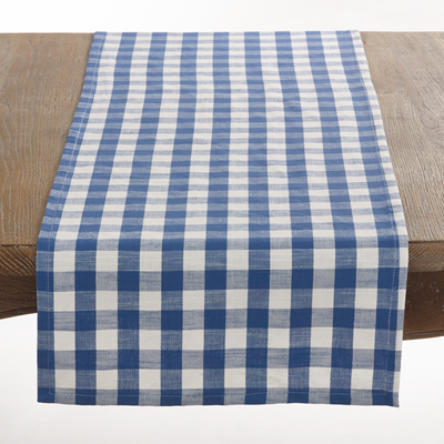 Blue/White Check Cotton Runner