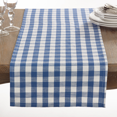 Blue/White Check Cotton Runner