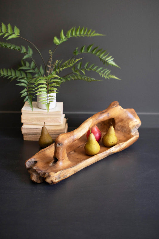 Large Oval Teak Handled Bowl