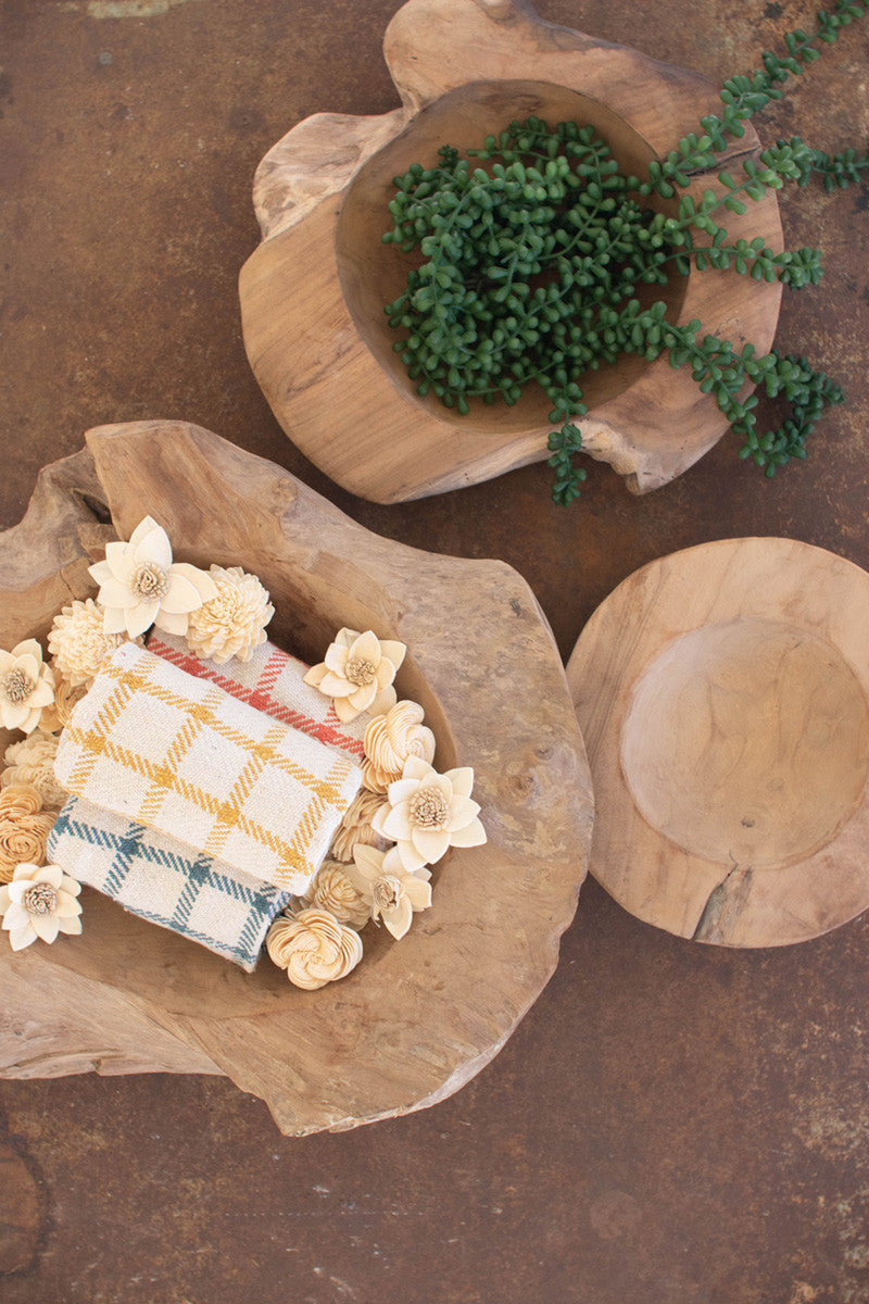 Rustic Teak Bowls Set of Three