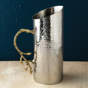 Hammered Pitcher With Gold Vine Handle