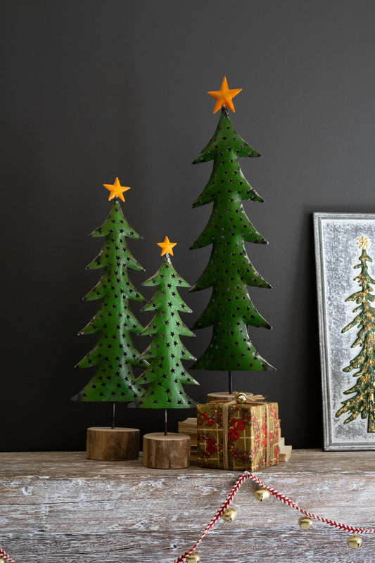 Set of Three Iron Christmas Trees