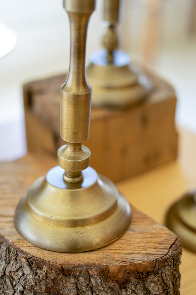 Antique Brass Taper Holders Set of Three