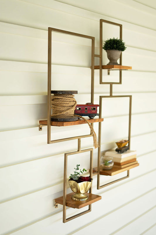 Iron and Wood Shelving Unit