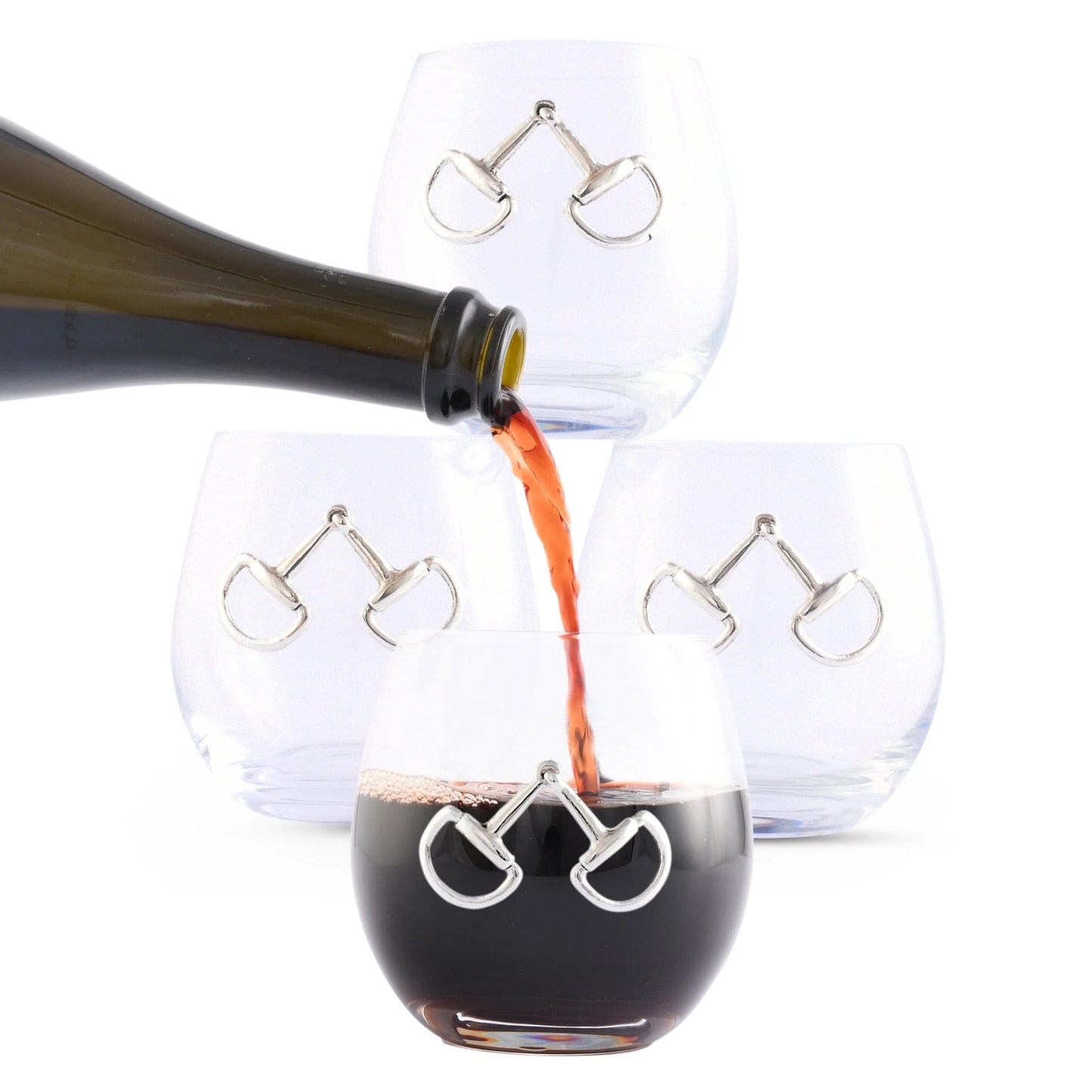 Equestrian Bit Stemless Wine Glasses Set of Four