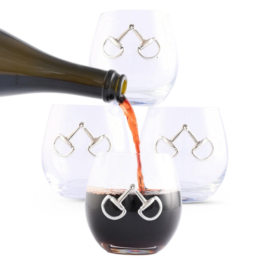 Equestrian Bit Stemless Wine Glasses Set of Four