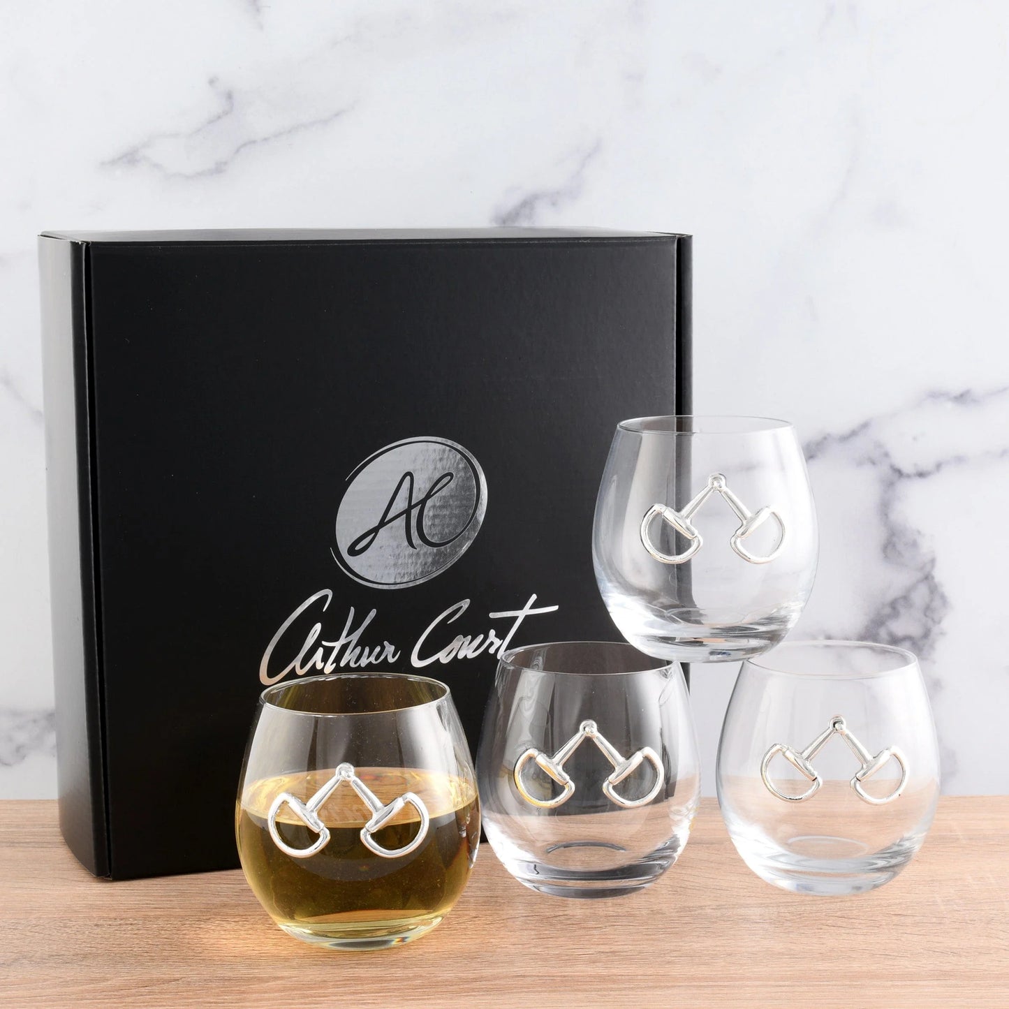 Equestrian Bit Stemless Wine Glasses Set of Four