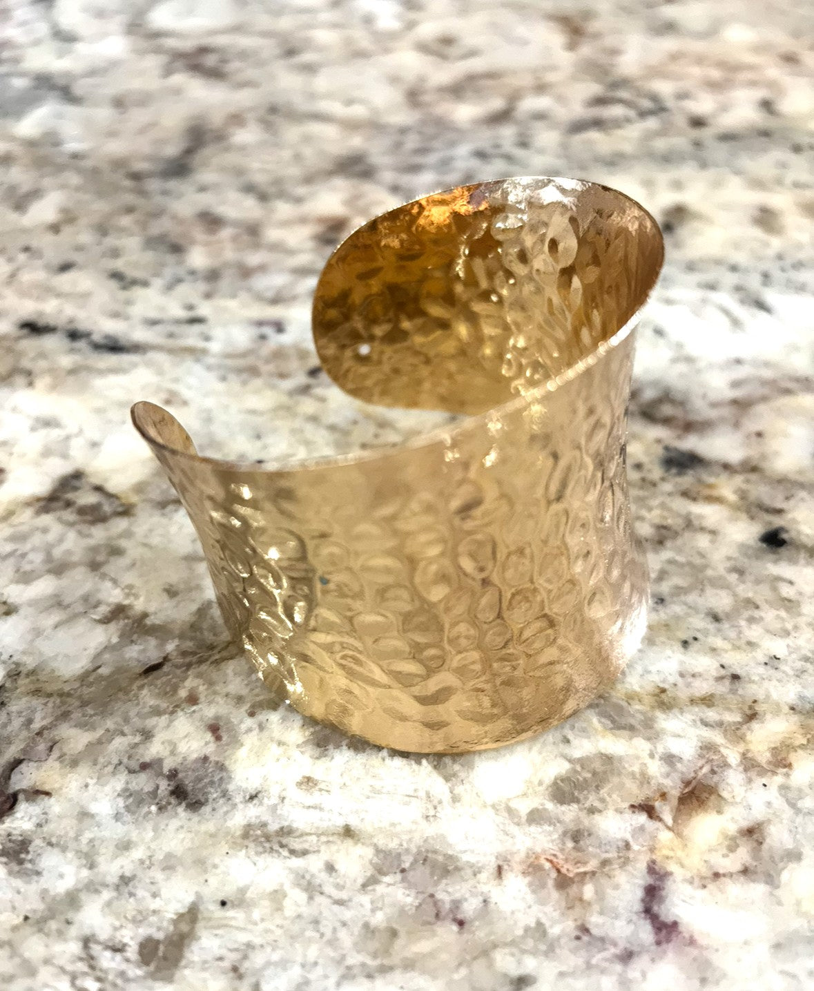 Wide Hammered Metal Cuff Bracelet