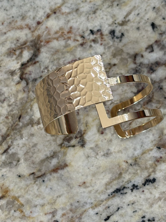 Hammered Off Center Cuff Bracelet