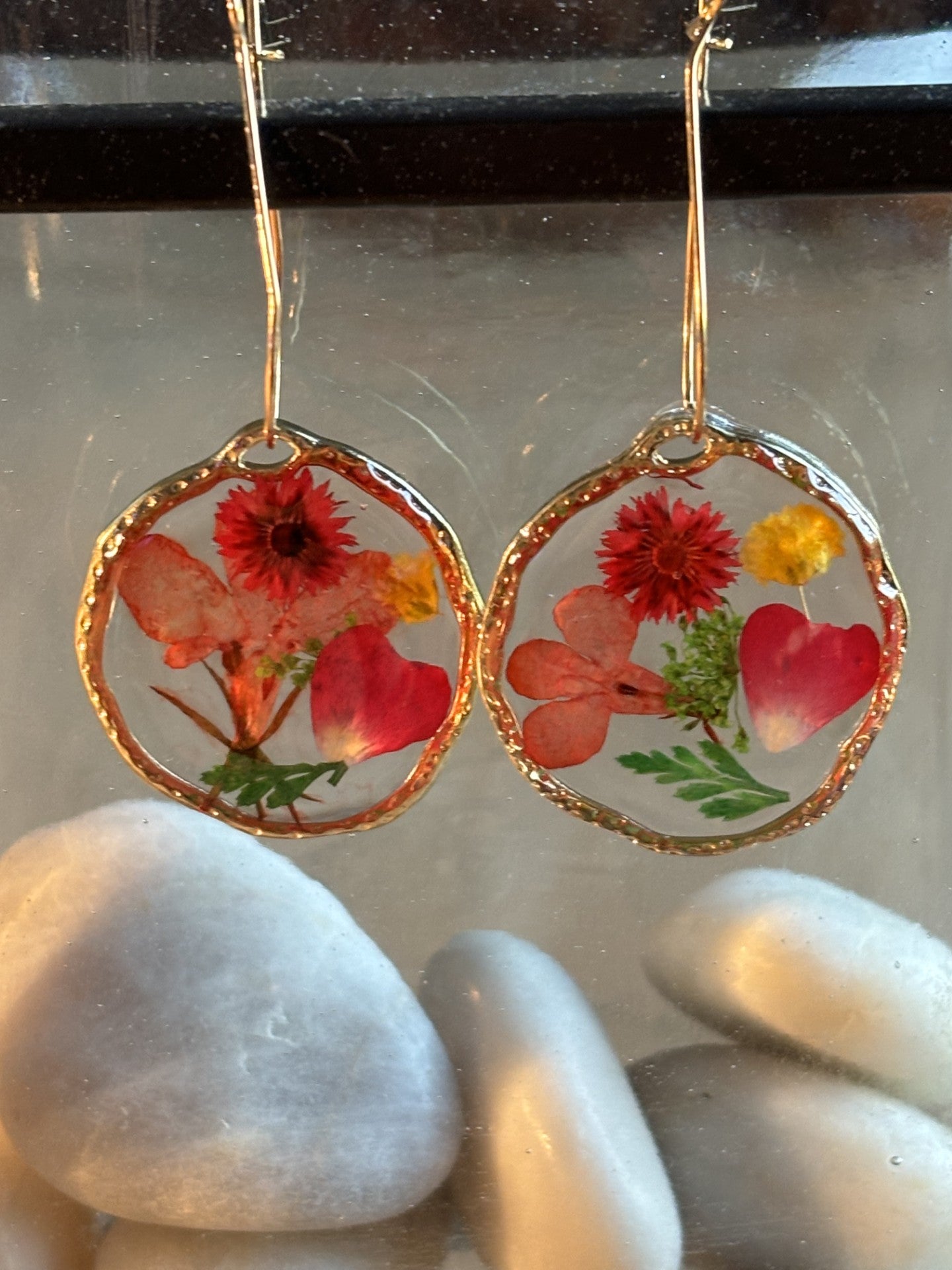 Pressed Flower Dangle Earrings