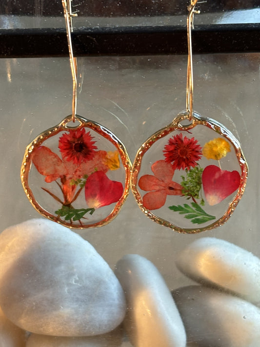 Pressed Flower Dangle Earrings