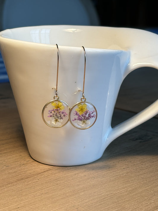 Pressed Flower Drop Earrings