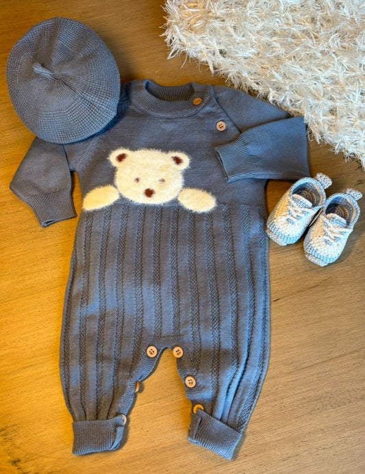 Fuzzy Bear Sweater Romper