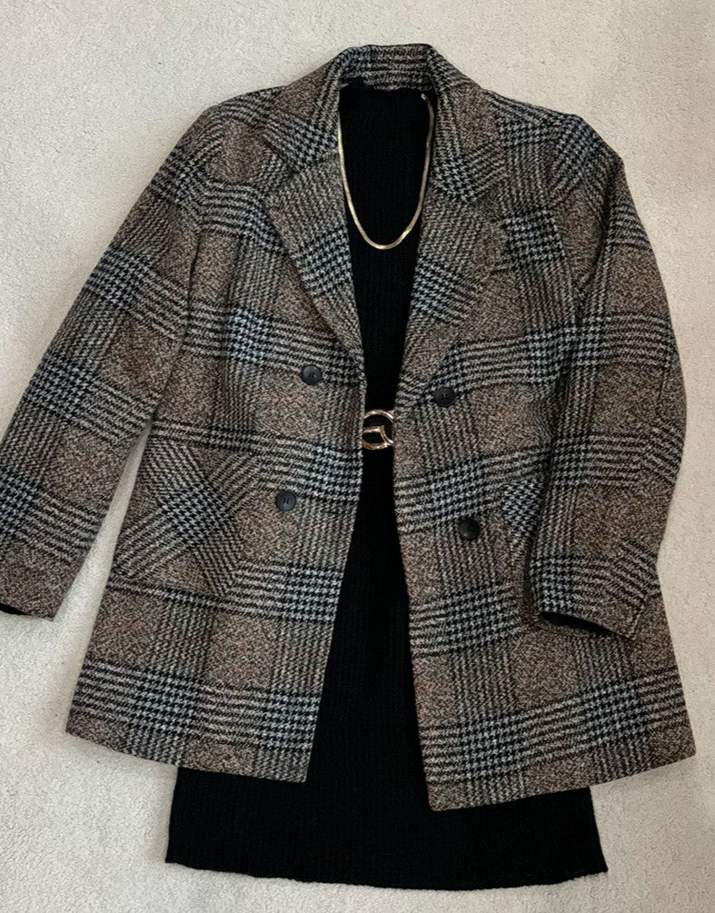 Double Breasted Plaid Blazer