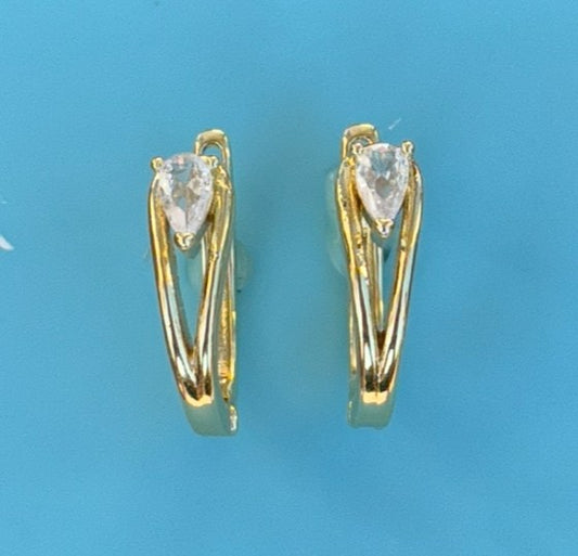 Zirconia inlaid Hoop Earrings