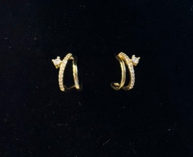 Sterling Double Hoop Zirconia Earrings