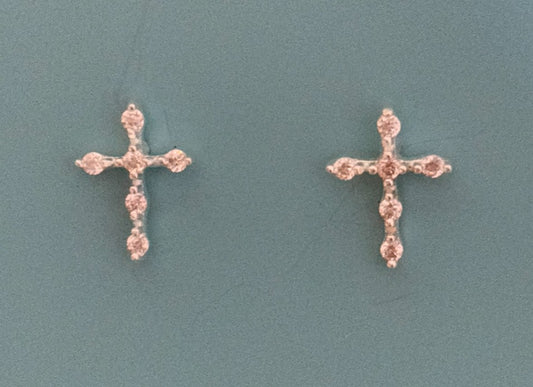 Sterling Silver Zirconia Cross Earrings